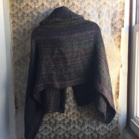 John Branigan Weavers Sweater Shawl Collar Wool Poncho Cape Wrap Jacket Buckles - Picture 8 of 11